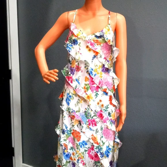 Show Me Your Mumu The  Romance Ruffle Ivory Botanical Floral Maxi Dress Size S - Picture 2 of 15